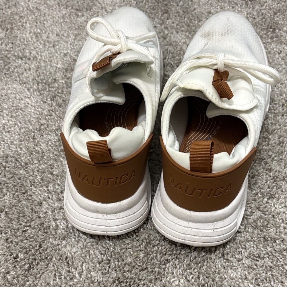 Nautica White Sneakers with Brown Details